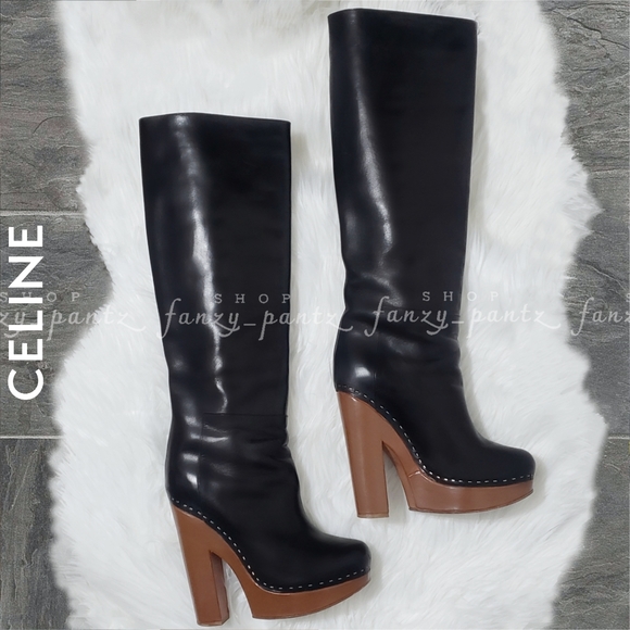 Celine Shoes - Celine Knee High Platform Boots 39.5 Black